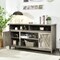 Natural Engineered Wood TV Stand with Shelves, Cabinets and Cable Management